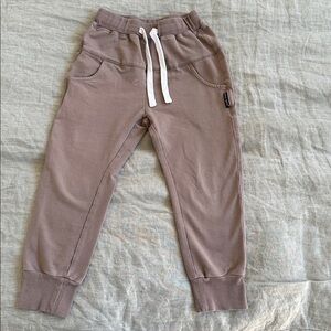Little Bipsy Taupe Joggers with White Drawstring